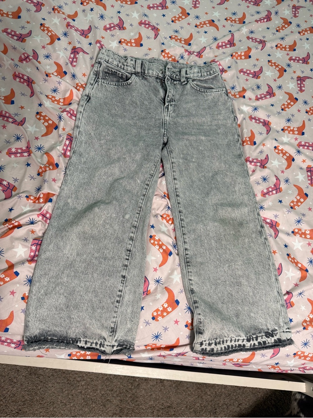 Light Gray Wide-Leg Girl’s Jeans